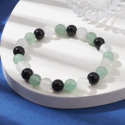 Braccialetti elasticizzati con perline rotonde con avventurina verde naturale&nbsp;BJEW-JB10114-01