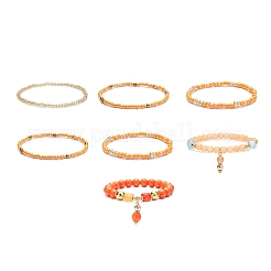 Set di braccialetti elastici con perline miste naturali e sintetiche in stile 7 pz 7 e semi di vetro&nbsp;BJEW-JB08892-03