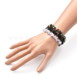 Bracciali elasticizzati con pietre naturali miste e perline per ragazze donne&nbsp;BJEW-JB06647