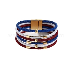 Braccialetti con cordoncino in similpelle rosso blu bianco stile bandiera usa&nbsp;PW-WGCD218-01