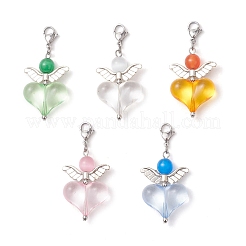Decorazione a forma di cuore con occhio di gatto e ciondolo in acrilico&nbsp;HJEW-TA00354