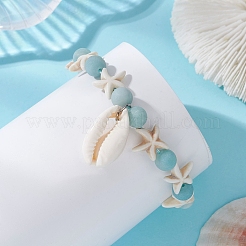 Bracelets à breloques en coquillage cauri naturel côtier&nbsp;BJEW-JB13787