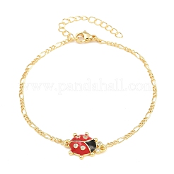 Braccialetti da donna in ottone con pavé di zirconi cubici e smalto a forma di coccinella rossa&nbsp;KK-CBA68DA-03G