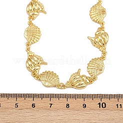 Sommer Strand Messing Muschel & Muschel Form Gliederkette Halsketten&nbsp;NJEW-L051-01G