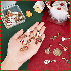 28pcs 7 pendentifs en alliage d'émail de thème de noël de style&nbsp;HJEW-GA0001-15