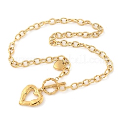 Collane con ciondolo a forma di cuore in acciaio inossidabile 304 per donna&nbsp;NJEW-B130-01G