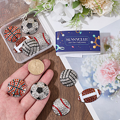 10 pz 5 stili di cabochon in lega di strass per palline sportive&nbsp;FIND-SC0023-43