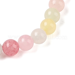 Bracelets extensibles en perles rondes en jade vert naturel (teint)&nbsp;G-U005-01A-02