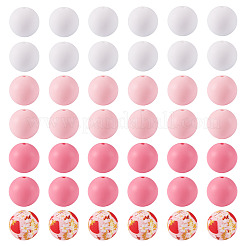 70 pz 4 stili perline in silicone perline di gomma rotonde perline distanziatrici sciolte da 15 mm per forniture fai da te per la creazione di portachiavi di gioielli&nbsp;FIND-TA0010-31A