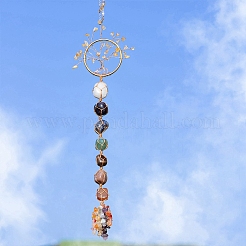 Decoraciones colgantes de piedras preciosas mixtas naturales de chakra&nbsp;PW-WG59ED5-01