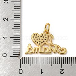 Breloques coeur de fête des mères avec mot j'aime maman&nbsp;KK-A200-14G