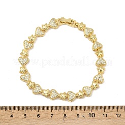 Pulseras de cadena de eslabones de circonita cúbica transparente con micropavé de latón para mujer&nbsp;BJEW-P366-01A-G