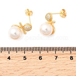 Boucles d'oreilles à tige rondes en laiton avec micro pavé de zircons cubiques transparents&nbsp;EJEW-A135-25G