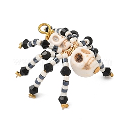 Anhänger aus gefärbtem synthetischem Türkis und Glasperlen mit Halloween-Motiv&nbsp;PALLOY-MZ00774-03