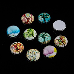 Cabochons di vetro con disegno albero della vita  &nbsp;GGLA-A002-16mm-GG