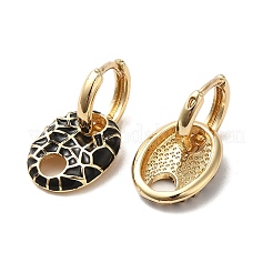 Orecchini a cerchio pendenti ovali in vero ottone placcato oro 18k&nbsp;EJEW-L268-007G-03