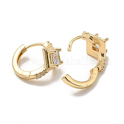 Pendientes de aro de latón con circonitas cúbicas transparentes&nbsp;EJEW-B035-28KCG