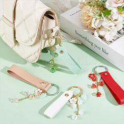 4 porte-clés en cuir PU et fleur en acrylique&nbsp;KEYC-DR00006