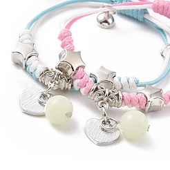 2 pz 2 perline luminose di colore e set di braccialetti con ciondoli smaltati in lega&nbsp;VALE-PW0001-028A
