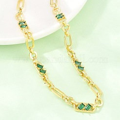 Collane con catena figaro in ottone da 7 mm con zirconi cubici&nbsp;NJEW-D324-05G-03