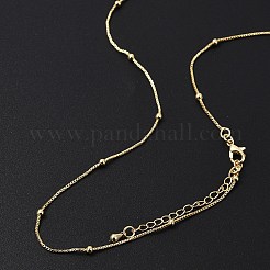 Collares de cadena de satélite de latón para mujer&nbsp;NJEW-D302-33G
