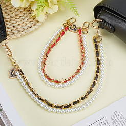 2 stücke 2 farben pu leder & kunststoff perle telefon hand strap ketten&nbsp;AJEW-CN0003-47A