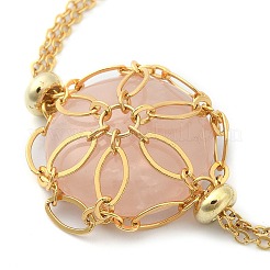 Realizzazione di braccialetti portapietre vuoti in macramè intrecciato in ottone con rombo&nbsp;BJEW-JB09904-02