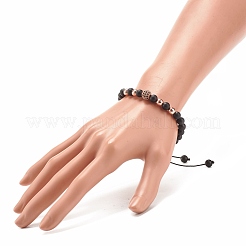 Braccialetto di perline intrecciate in ossidiana naturale ed ematite sintetica con zirconi&nbsp;BJEW-JB08117-01