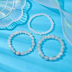 3 stücke 3 stil glas runde perlen stretch armbänder set&nbsp;BJEW-JB09736