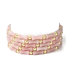 Bracelets extensibles en perles d'opale rose naturelle pour hommes et femmes&nbsp;BJEW-L171-03C