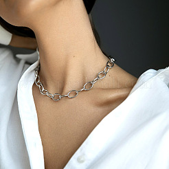 S925 Silber geometrische Kreis Kette Halskette Mode minimalistischen trendigen Schmuck&nbsp;AT6850