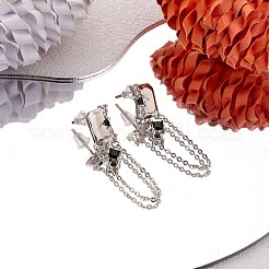 Losange en strass avec boucles d'oreilles pendantes à pompon en chaîne&nbsp;JE1032A
