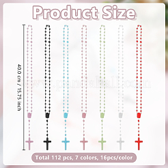 96 Stück 6 Farben Polyester & Harz Gliederkette Rosenkranz Perlenketten&nbsp;NJEW-GO0001-22