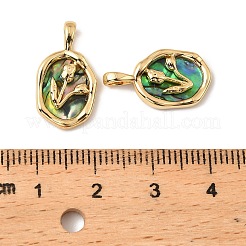 Natürliche Paua-Muschel oval mit Rosenblütenanhängern&nbsp;KK-G538-32G
