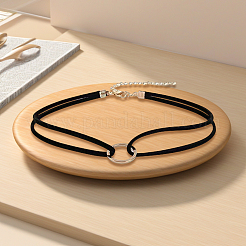 1 Stück doppellagige Choker-Halsketten aus Kunstwildleder mit Legierungsring für Damen&nbsp;NJEW-CL0001-32