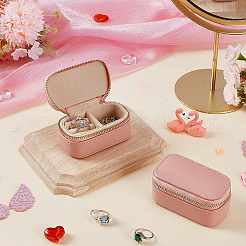 Tragbare rechteckige Aufbewahrungsboxen aus PU-Leder für Schmucksets mit Reißverschluss&nbsp;LBOX-WH0007-001A