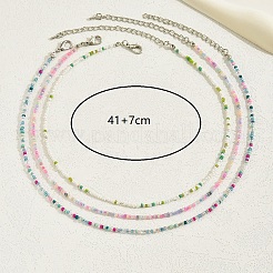 3 pz stile bohemien fatto a mano 3 strati di collane di perline di vetro rotonde per le donne in vacanza&nbsp;HM8035