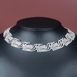 Ensembles de colliers et boucles d'oreilles à chaîne en laiton avec strass en cristal&nbsp;FS-WG98015-01