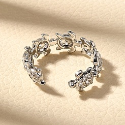 Anillos de latón con micro pavé de circonita cúbica transparente para mujer&nbsp;RJEW-Q008-13P
