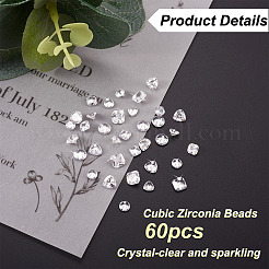 60 pièce de perles et cabochons en zircone cubique de 3 styles&nbsp;ZIRC-PJ0001-07