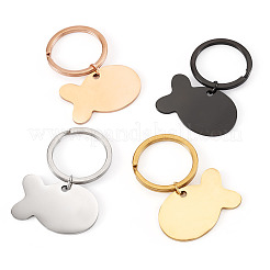4 portachiavi a forma di pesce in acciaio inossidabile&nbsp;KEYC-TA0004-80B