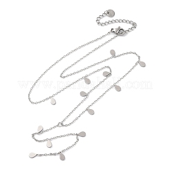 Collares con borlas en forma de lágrima de acero inoxidable 304&nbsp;NJEW-R026-24P
