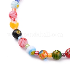 Perle di vetro millefiori artigianale cavigliere&nbsp;AJEW-AN00341-04