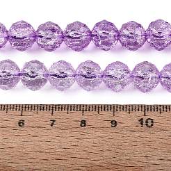 Brins de perles de verre transparentes craquelées&nbsp;GLAA-N063-10mm-13