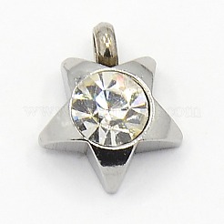 201 Edelstahl-Strass-Stern-Charm-Anhänger&nbsp;RB-M030-01
