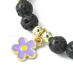 Pulseras elásticas con cuentas de roca de lava natural&nbsp;BJEW-JB09609