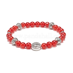 5 pz 5 pietre preziose naturali in stile ematite sintetica e lega di braccialetti elasticizzati con perline saint benedict set per le donne&nbsp;BJEW-JB08965