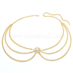 Aluminium und Legierung Kristall Strass Sonne mit Kunstperle 3 Lagen Taillenketten&nbsp;FS-WG9586B-01