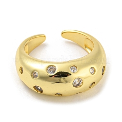 Anello a polsino aperto in ottone con micro pavé di zirconi cubici&nbsp;RJEW-C033-15G