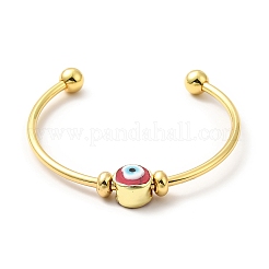 Brazalete abierto con cuentas mal de ojo de murano&nbsp;BJEW-F434-07